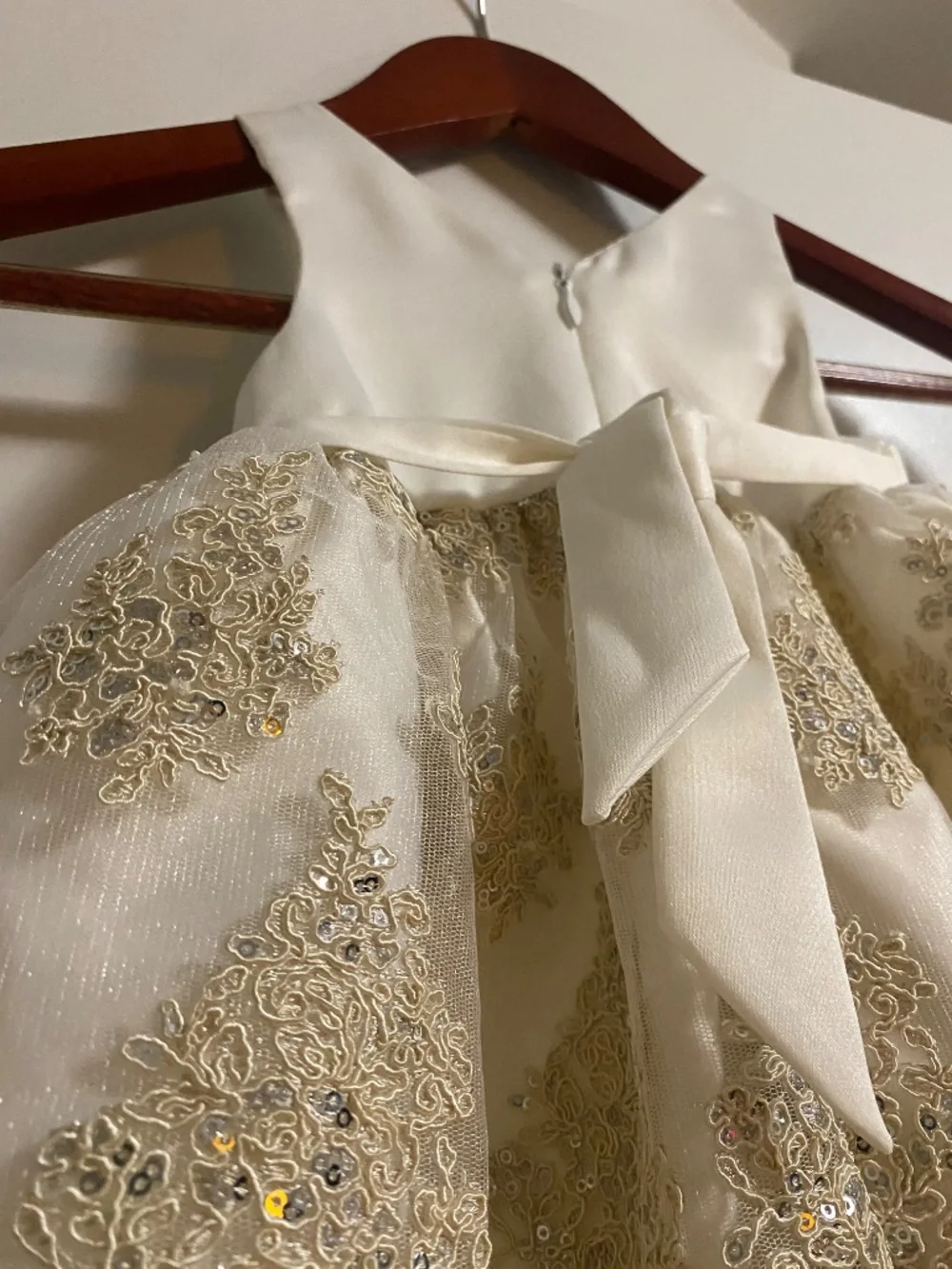 American Princess White/Gold Embellished Formal Dress- 12 Months